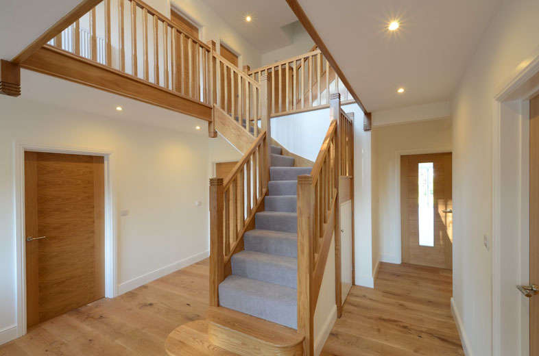 After — Entrance hall & oak staircase, Kippington Road